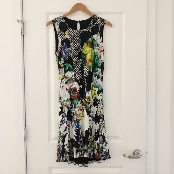 Roberto Cavalli Mixed Print Floral Foliage Sheath Dress - Picture 3 of 10